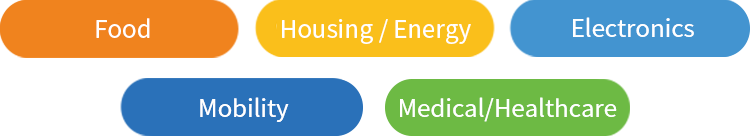 Food Housing/Energy Electronics Mobility Medical/Healthcare 